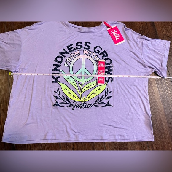 NWT Justice t-shirt. Kindness Grows From Within. Lavender with sparkles. XL PLUS - Picture 5 of 9
